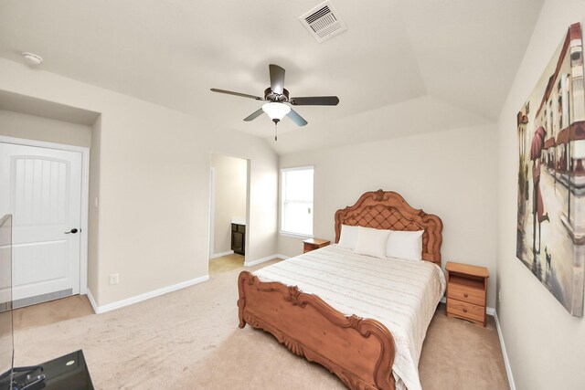 13309 Kemper Rock Ct, Rosharon, TX 77583 - bedroom featuring light colored carpet, ceiling fan, and connected bathroom