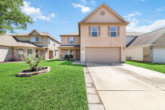 3530 Barkers Crossing Ave, Houston, TX 77084 - traditional home featuring an attached garage, brick siding, concrete driveway, and a front yard