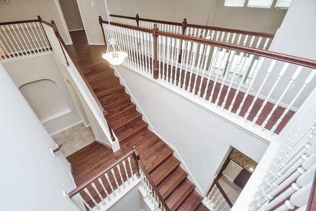 5506 Plumero Meadow Dr, Katy, TX 77494 - stairway with a towering ceiling