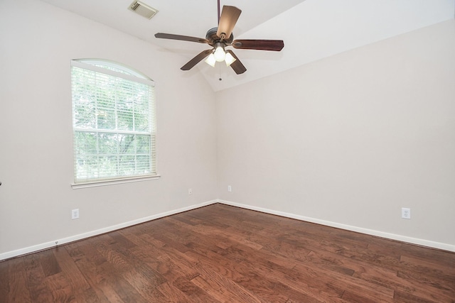 5506 Plumero Meadow Dr, Katy, TX 77494 - unfurnished room featuring dark wood finished floors, a ceiling fan, and lofted ceiling