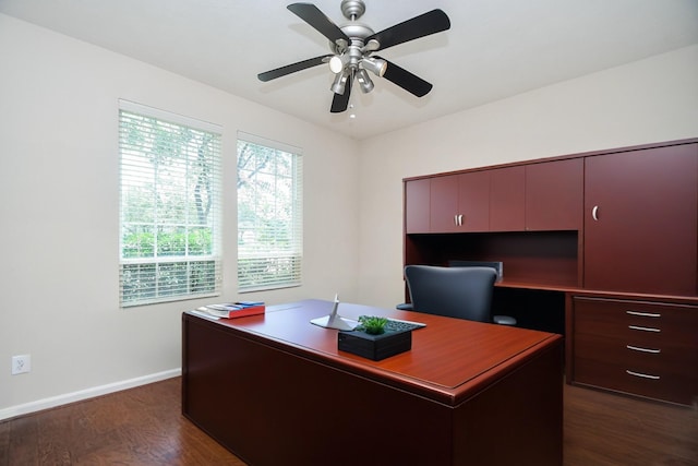5506 Plumero Meadow Dr, Katy, TX 77494 - office space with dark wood finished floors and a ceiling fan