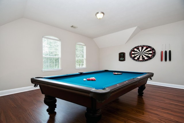 5506 Plumero Meadow Dr, Katy, TX 77494 - rec room with vaulted ceiling, wood finished floors, and pool table