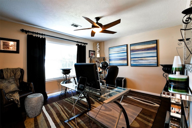 18303 June Forest Dr, Humble, TX 77346 - office space with a ceiling fan and a textured ceiling