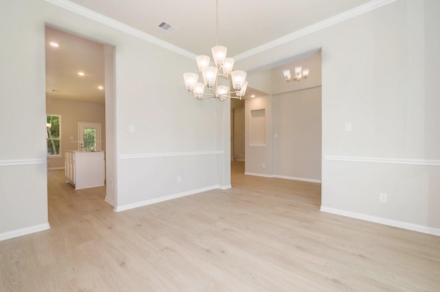 1284 Rd 66112, Dayton, TX 77535 - empty room with a chandelier, light wood-style floors, crown molding, and recessed lighting