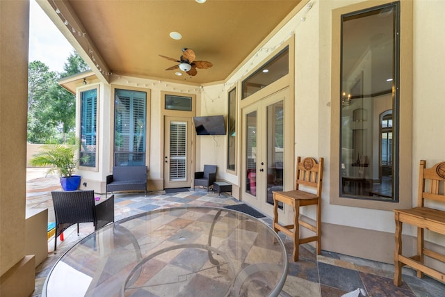 27514 Siandra Creek Ln, Spring, TX 77386 - view of patio featuring french doors and a ceiling fan