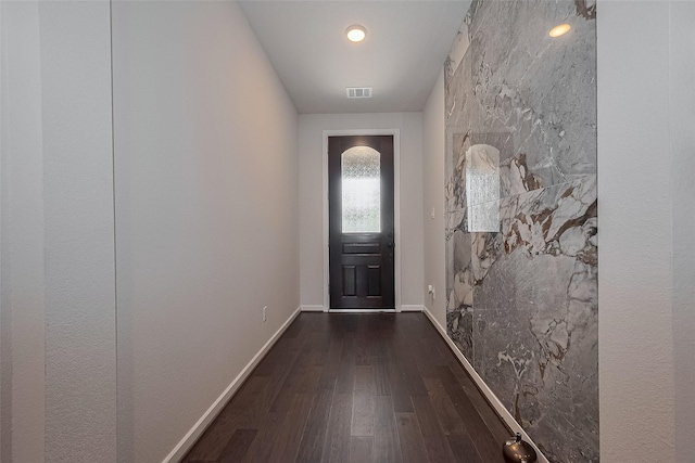 7702 Kenora Way, Richmond, TX 77407 - doorway featuring dark wood-type flooring and baseboards