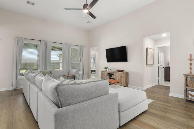 13709 Gaff Rig Dr, Texas City, TX 77510 - living area with ceiling fan and wood finished floors