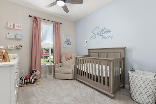 13709 Gaff Rig Dr, Texas City, TX 77510 - carpeted bedroom with a crib and ceiling fan