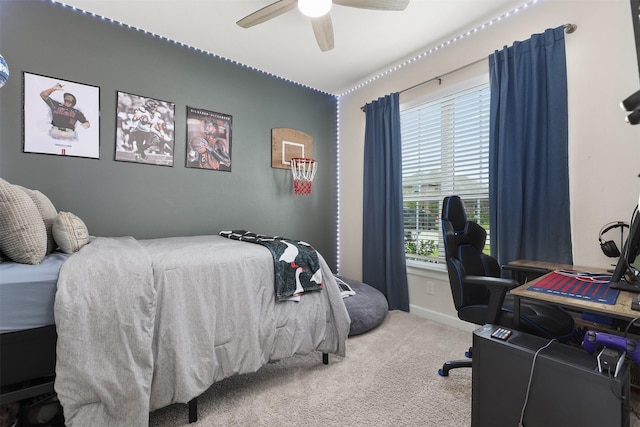 13709 Gaff Rig Dr, Texas City, TX 77510 - carpeted bedroom featuring a desk and a ceiling fan