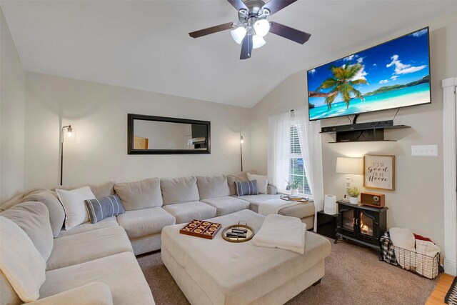 2222 3rd St, Rosenberg, TX 77471 - living room with lofted ceiling and a ceiling fan
