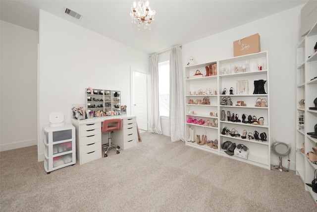 400 Horizon Light Ln, Katy, TX 77493 - home office featuring carpet flooring and a chandelier
