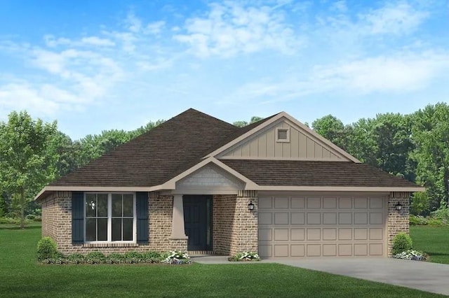 4301 Fenwick Rd, Texas City, TX 77591 - view of front of home featuring brick siding, concrete driveway, an attached garage, and a front yard