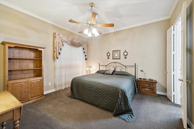 16919 Storybrook Forest Dr, Tomball, TX 77377 - carpeted bedroom featuring ornamental molding and ceiling fan