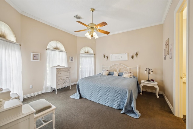 16919 Storybrook Forest Dr, Tomball, TX 77377 - carpeted bedroom featuring crown molding and ceiling fan