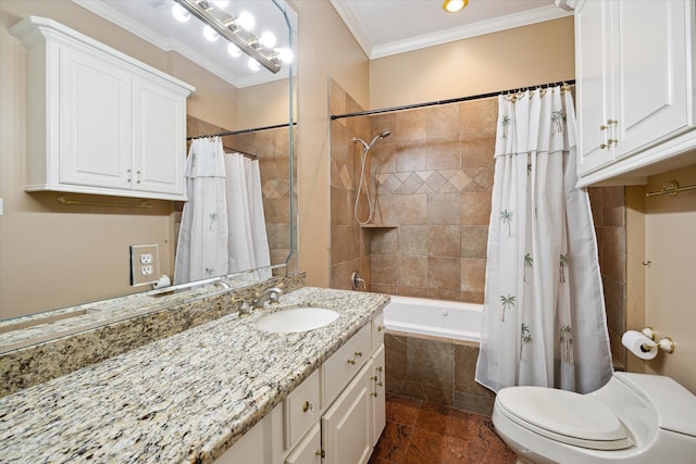 16919 Storybrook Forest Dr, Tomball, TX 77377 - full bath featuring vanity, tiled shower / bath combo, and ornamental molding