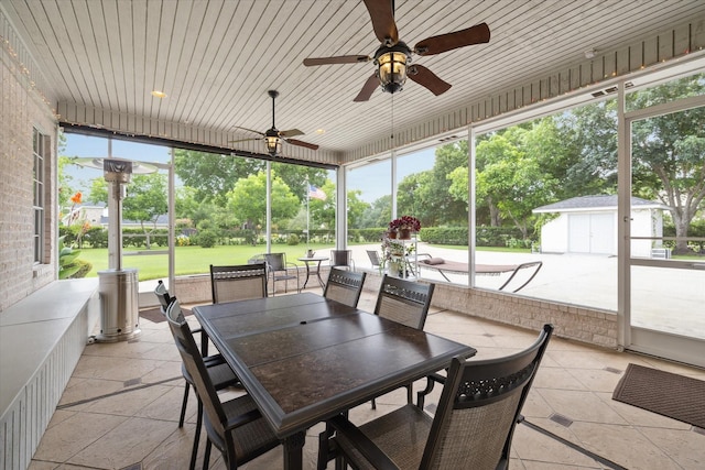 16919 Storybrook Forest Dr, Tomball, TX 77377 - sunroom with outdoor dining area and a ceiling fan