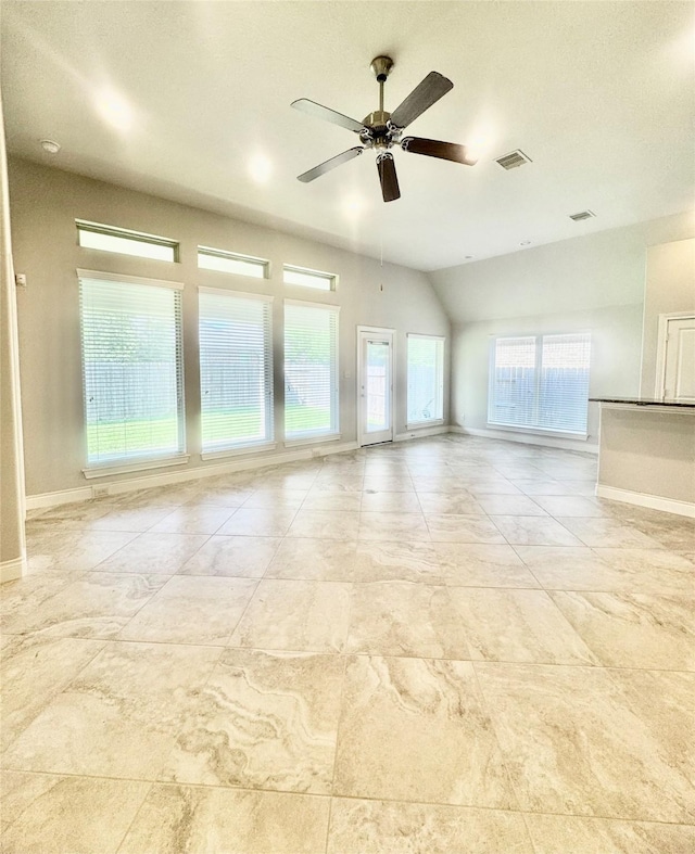 29018 Pinnacle Ridge Dr, Katy, TX 77494 - spare room featuring a ceiling fan and vaulted ceiling