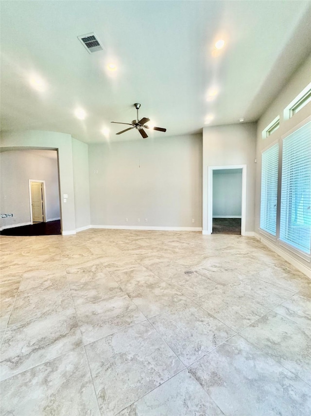 29018 Pinnacle Ridge Dr, Katy, TX 77494 - unfurnished living room with a ceiling fan and baseboards