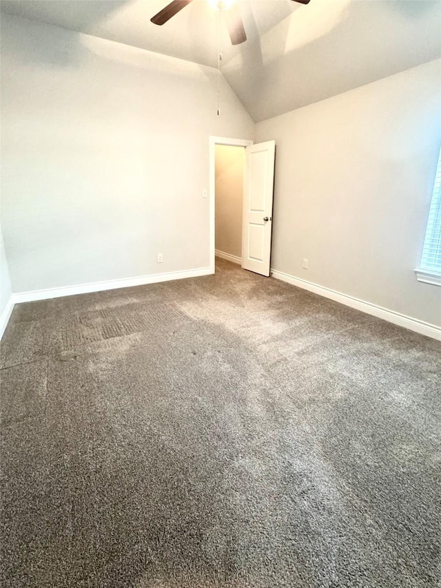 29018 Pinnacle Ridge Dr, Katy, TX 77494 - carpeted spare room featuring a ceiling fan and lofted ceiling