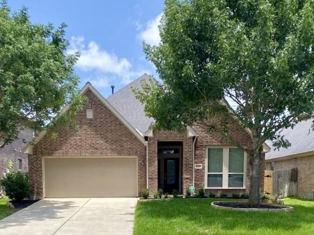 29018 Pinnacle Ridge Dr, Katy, TX 77494 - view of front facade featuring an attached garage, concrete driveway, brick siding, and roof with shingles