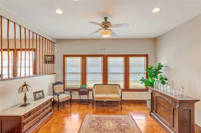 4316 Caduceus Pl, Galveston, TX 77550 - living area featuring plenty of natural light, ceiling fan, and recessed lighting