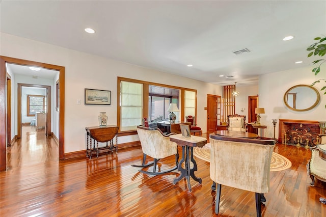 4316 Caduceus Pl, Galveston, TX 77550 - dining room with hardwood / wood-style flooring and recessed lighting
