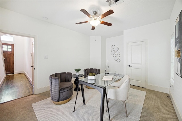 1124 W 24th St Unit B, Houston, TX 77008 - dining room featuring light colored carpet and a ceiling fan