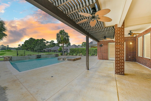 8006 Sports Haven Dr, Humble, TX 77346 - view of pool with a ceiling fan, a pool with connected hot tub, and a patio area