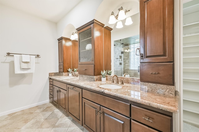 8006 Sports Haven Dr, Humble, TX 77346 - full bath featuring double vanity, a shower stall, and tile patterned flooring