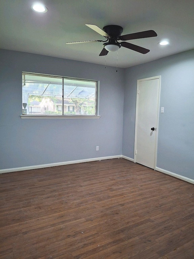 7807 Bellerive Dr, Houston, TX 77036 - empty room with wood finished floors, recessed lighting, and a ceiling fan