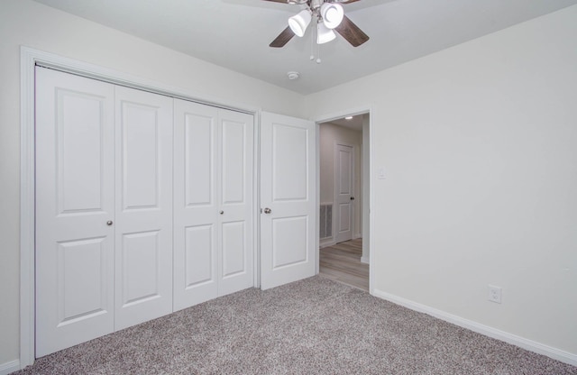 12407 Big Oaks Dr, Houston, TX 77050 - unfurnished bedroom featuring light carpet, a closet, and ceiling fan