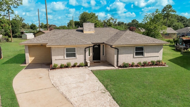 12407 Big Oaks Dr, Houston, TX 77050 - ranch-style house with brick siding, an attached garage, driveway, and a shingled roof