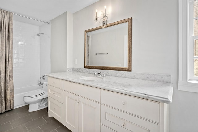 2105 Del Monte Dr, Houston, TX 77019 - bathroom featuring vanity, shower / bath combo, and tile patterned flooring
