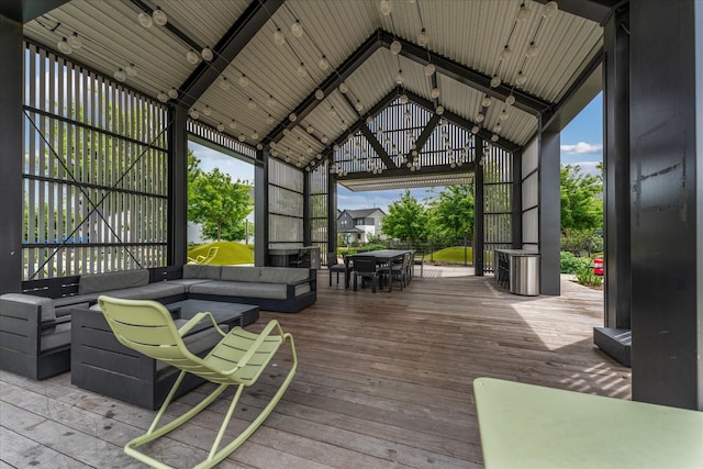 18635 Parkland Square Pl, Cypress, TX 77433 - deck with outdoor dining space, outdoor lounge area, and a gazebo