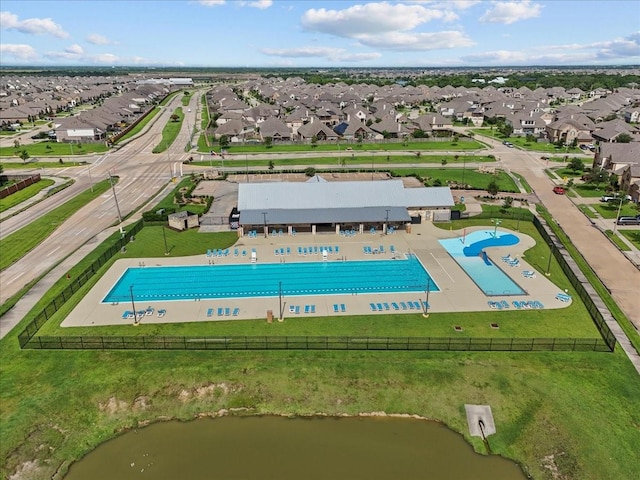 6214 Bois D Arc St, League City, TX 77573 - aerial perspective of suburban area featuring a pool area and a large body of water