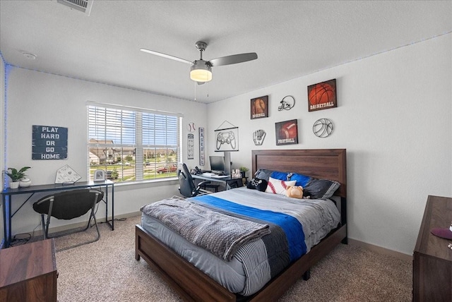 6214 Bois D Arc St, League City, TX 77573 - bedroom with carpet floors, a desk, and a ceiling fan