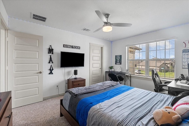 6214 Bois D Arc St, League City, TX 77573 - bedroom with carpet floors, ceiling fan, and a desk