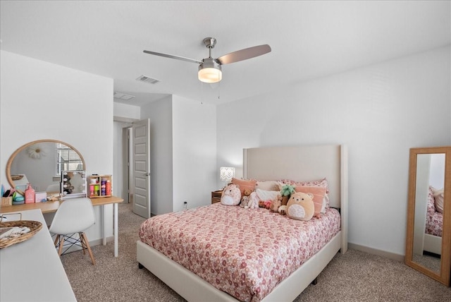 6214 Bois D Arc St, League City, TX 77573 - bedroom featuring light colored carpet, a ceiling fan, and an office area
