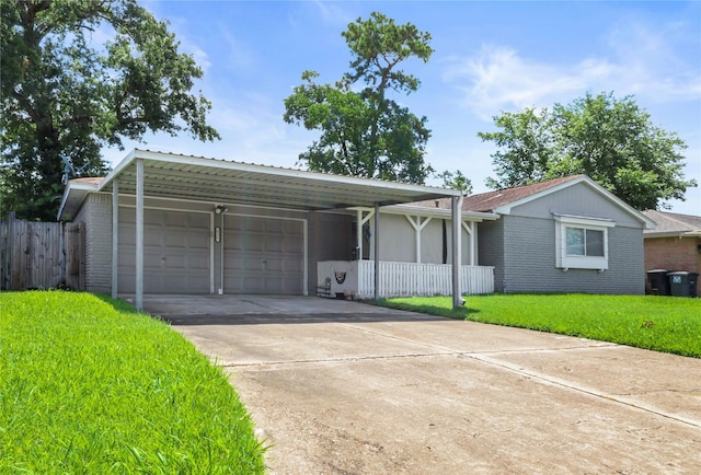 826 Ivyhollow Dr, Channelview, TX 77530 - ranch-style home with concrete driveway, a garage, brick siding, and a carport