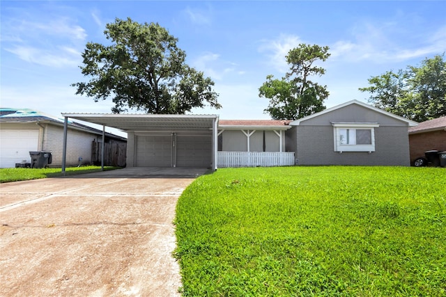826 Ivyhollow Dr, Channelview, TX 77530 - ranch-style house featuring an attached garage, driveway, a front yard, and brick siding