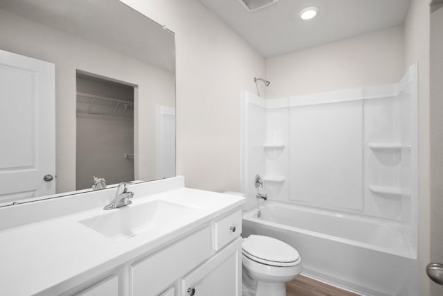 10360 Sweetwater Creek Dr, Cleveland, TX 77328 - bathroom with vanity, shower / tub combination, and wood finished floors