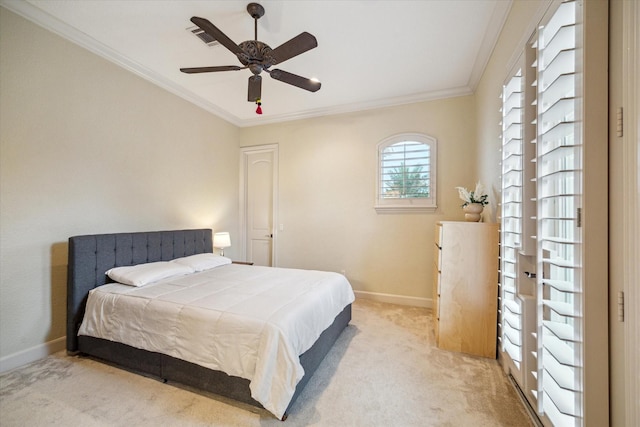 6 Kings Lake Estates Blvd, Kingwood, TX 77346 - bedroom featuring crown molding, carpet, and ceiling fan