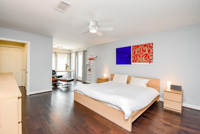327 Cinnamon Oak Ln, Houston, TX 77079 - bedroom with wood-type flooring, ceiling fan, and access to outside