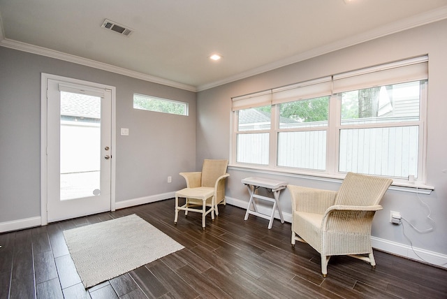 327 Cinnamon Oak Ln, Houston, TX 77079 - sitting room with crown molding, healthy amount of natural light, wood finished floors, and recessed lighting