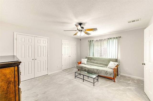 15817 Honolulu St, Jersey Village, TX 77040 - living room with carpet floors and ceiling fan