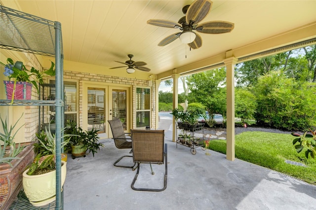 15817 Honolulu St, Jersey Village, TX 77040 - view of patio featuring ceiling fan and french doors