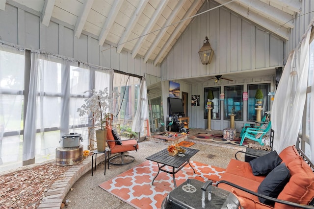 1526 Sweet Grass Trl, Houston, TX 77090 - sunroom / solarium with vaulted ceiling and a ceiling fan