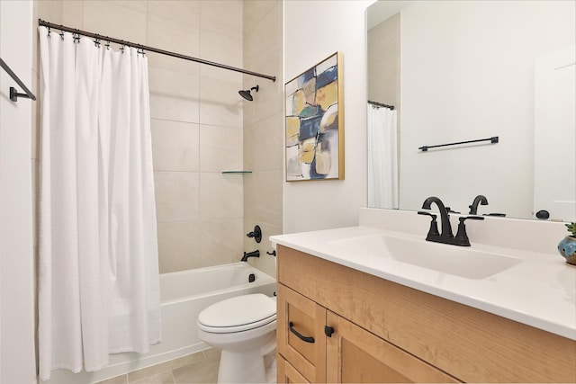 24526 Bluestar Blossom Trl, Katy, TX 77493 - bathroom with vanity, shower / bath combo with shower curtain, and tile patterned floors