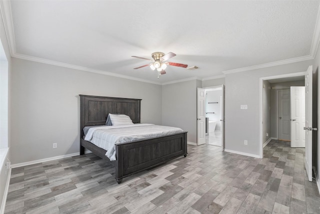 902 Mulberry Ridge Way, Houston, TX 77062 - bedroom with light wood-style flooring, crown molding, and ceiling fan