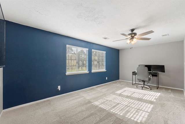 902 Mulberry Ridge Way, Houston, TX 77062 - unfurnished office with ceiling fan, carpet floors, and a textured ceiling